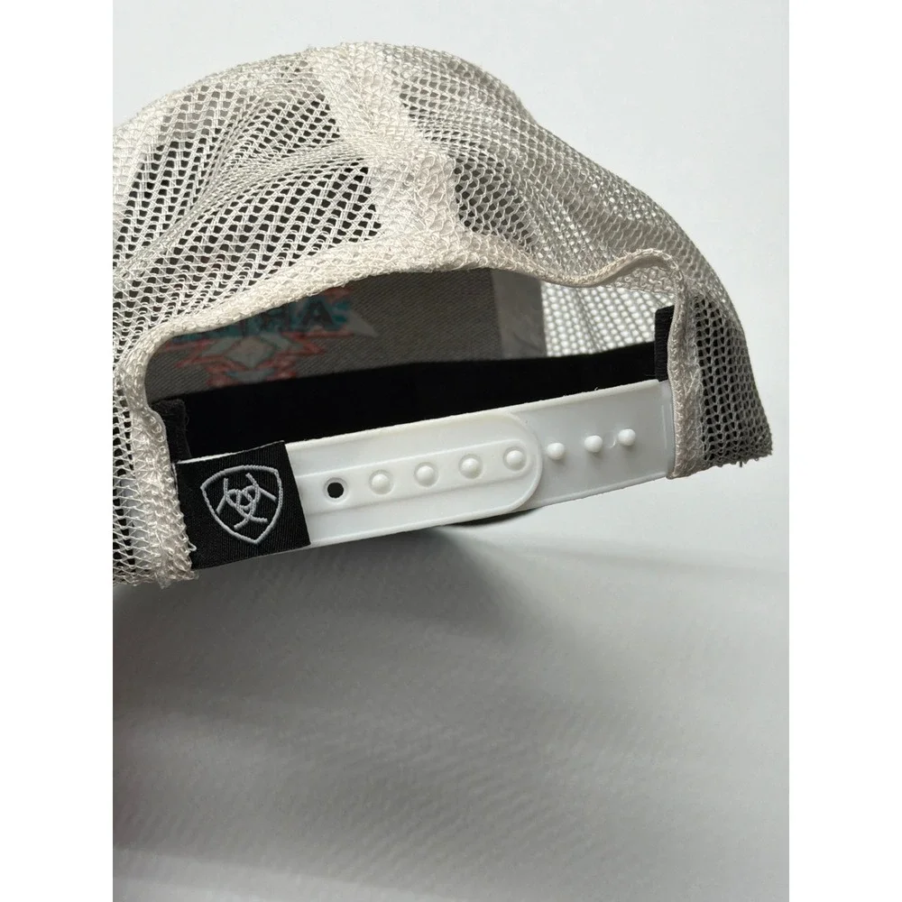 Ariat Youth Snapback Trucker Hat Grey Teal‎ Aztec Logo Mesh Back Cap